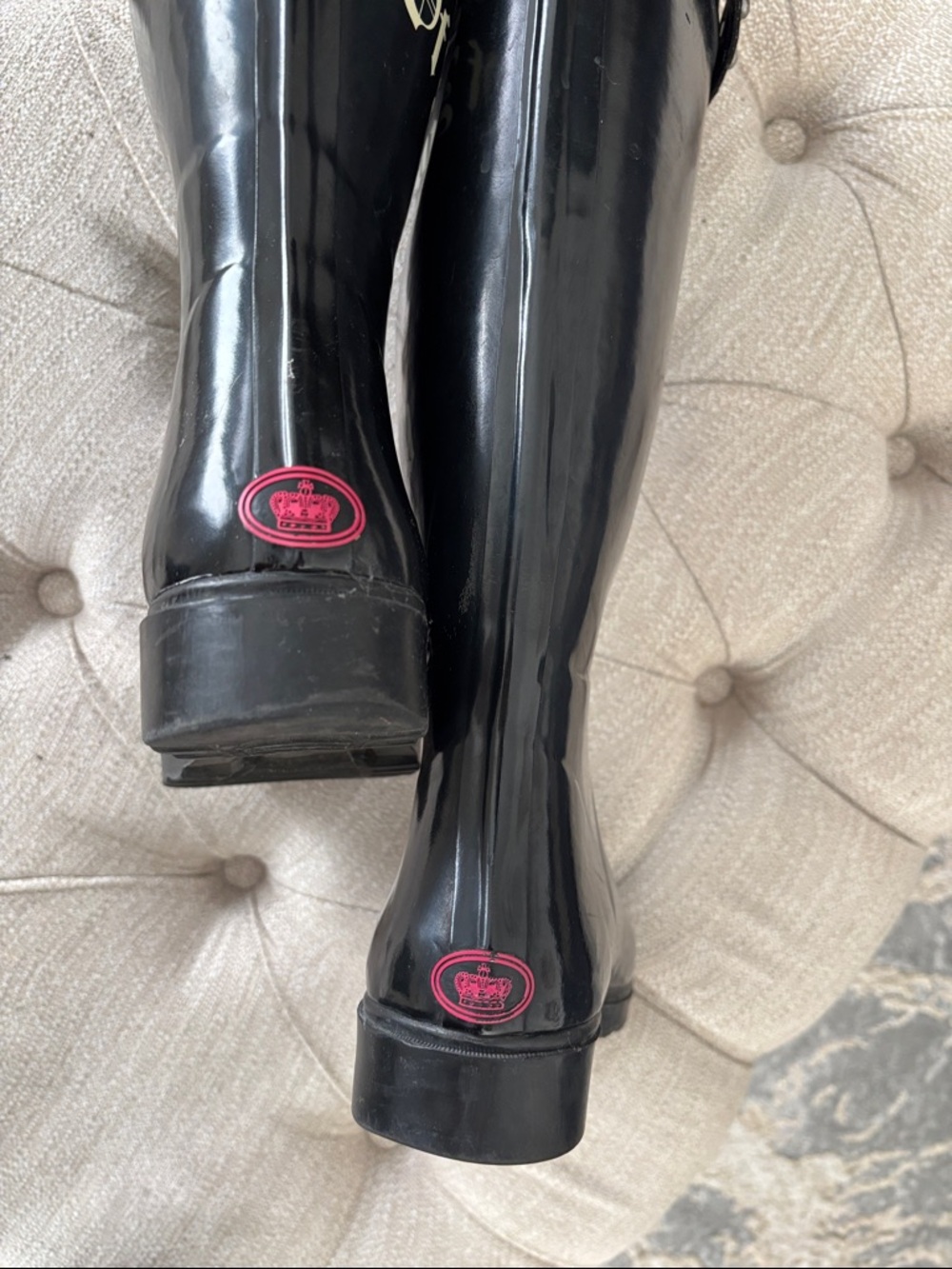 Juicy Couture Black Studded Logo Rain Boots - Picture 3 of 4